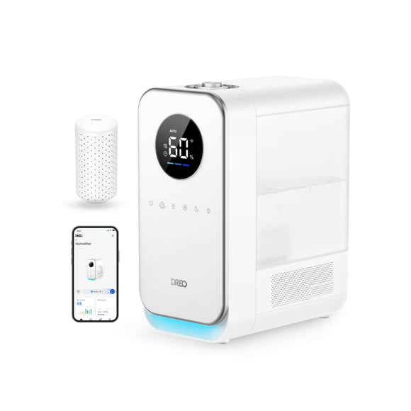 Dreo Humidificateurs pour Chambre à Coucher Maison Humidificateurs à Brume Fraîche Intelligents et Silencieux pour Grande Pièce Diffuseur d'Huile & Veilleuse pour Chambre de Bébé 50 Heures d'Autonomie pour Plantes d'Intérieur Maison Alexa/Google