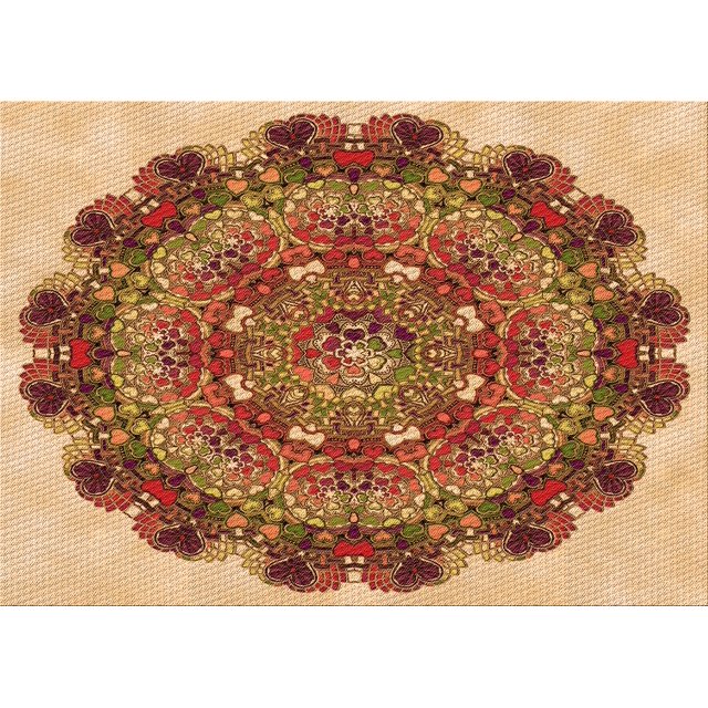 Ahgly Company Machine Washable Indoor Rectangle Transitional Yellow Orange Area Rugs, 5' x 8'