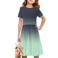 thumbnail image 1 of Été jusqu'à 65 % de Rabais Iumwxz Robe Décontractée Trapèze Robe Tunique pour Adolescentes Robes Col Rond Dégradé Graphique Robe à Manches Courtes pour Enfants Robes Tendance pour Costume 4-14 Ans, 1 of 7