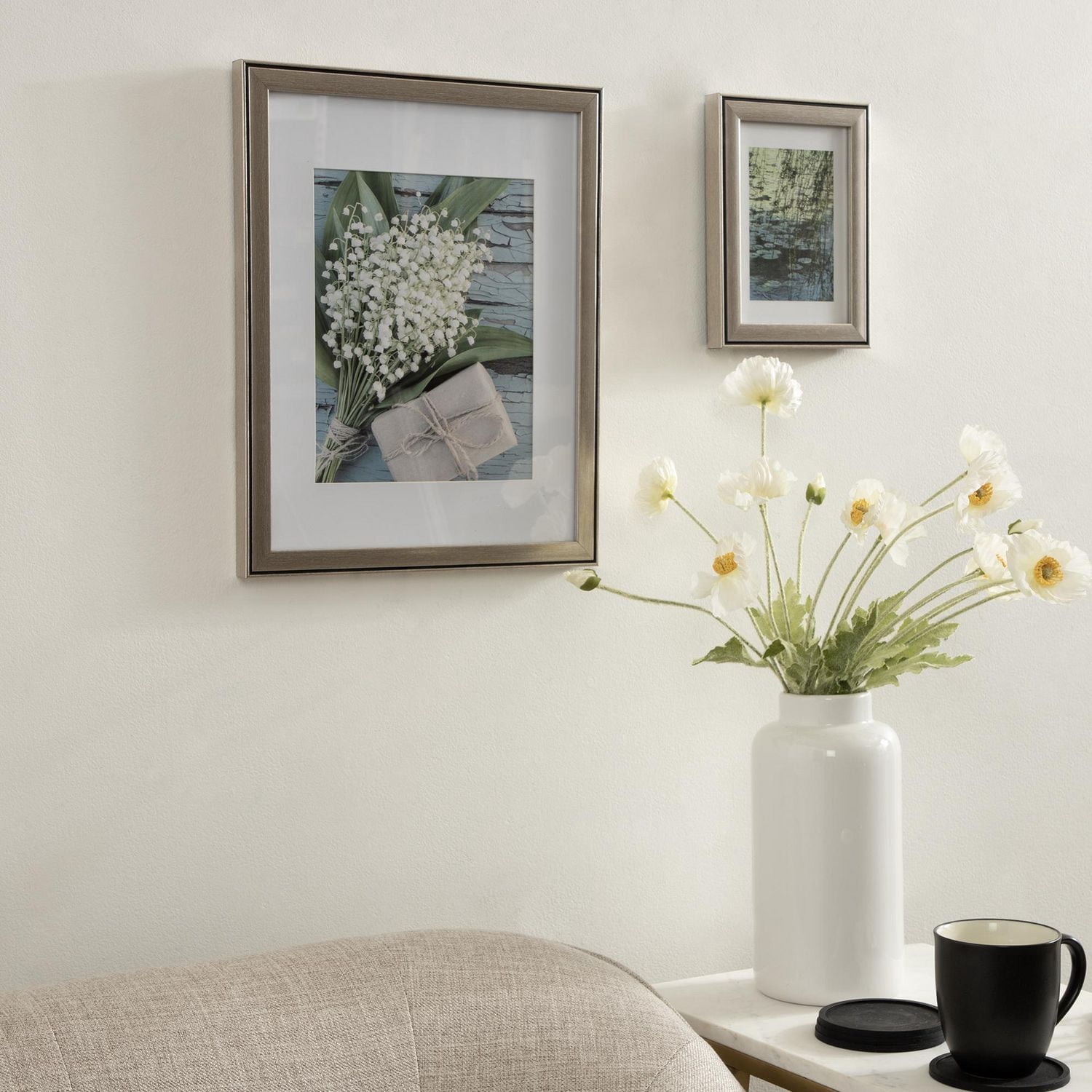 DesignOvation Aubree 8" x 10" Matted to 5" 7" Silver Picture Frame