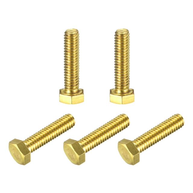 Unique Bargains Brass Hex Bolts, 5/16-18x1-1/4' 5 Pack Fully Thread Grade 4.8 Machine Screws