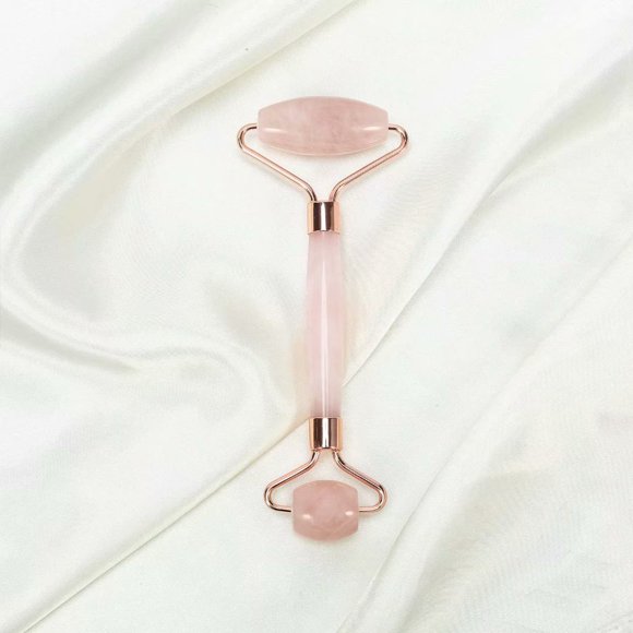 Rouleau de Jade Naturel pour le Visage - Rides Vieillissantes, Massage de la Peau du Visage pour Bouffées, Traitement Thérapie - Pierre de Jade de Qualité Supérieure (Quartz Rose)