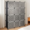 thumbnail image 4 of Multi-Use Portable Closet Shelves, 12 Cube DIY Wardrobe Closet Organizer, Plastic Storage Cabinet Bookcase Space Saving & Sturdy Construction, Black, 4 of 7