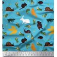 thumbnail image 1 of Soimoi Tissu Popeline de Coton Oiseaux, Imprimés d'Animaux Squirrel & Rabbit au Mètre 56 Pouces de Large, 1 of 3