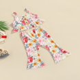 thumbnail image 3 of Toddler Baby Girls 2 Piece Summer Outfits Floral Print Halter Ruffle Crop Top and Flared Pants Set Pink 4-5 Years, 3 of 8