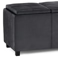 thumbnail image 5 of Simpli Home Avalon Rectangle Storage Ottoman with 3 Flip Over Serving Trays, Distressed Black Faux Leather, 5 of 5