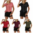 thumbnail image 1 of T-shirt Ample Plissé pour Femme Randonnée Style Décontracté Design Simple Hauts Mélange de Coton Vêtements d'Été Cadeaux d'Anniversaire pour Petite Amie Rouge Vin P, 1 of 1
