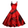 thumbnail image 1 of Rinsvye Robe Décontractée Rétro d'Halloween pour Femme, Amusante, Imprimée, à Bretelles, Robes Décontractées à Manches Courtes pour Femmes, Robe Longue Décontractée (1), 1 of 3