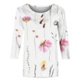 thumbnail image 4 of Meichang Hauts et Blouses à Manches 3/4 pour Femmes, T-shirts Imprimés Mode pour Femmes Blouse à Manches 3/4 Col Rond Hauts Décontractés Coupe Ample, 4 of 5