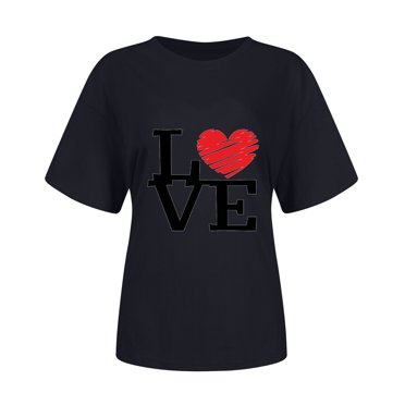 CEHVOM T-shirt à Manches Courtes pour Femmes Imprimé Saint-Valentin Col Rond