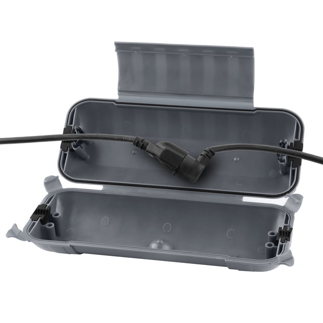 Outdoor IP44 Waterproof Electrical Box, Weatherproof Extension Cord Cover, Safety Seal Enclosure to Protect Power Connections, Holiday Light Decorations, Power Tools, Fountains, Gray