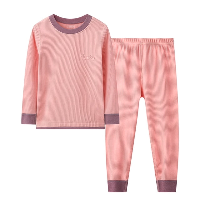 Jalioing Pyjama pour Enfants 2 Pcs T-Shirt à Col Ras du Cou et Pantalon Ensemble de Pyjama Garçons Filles Confortable Pyjama à Manches Longues