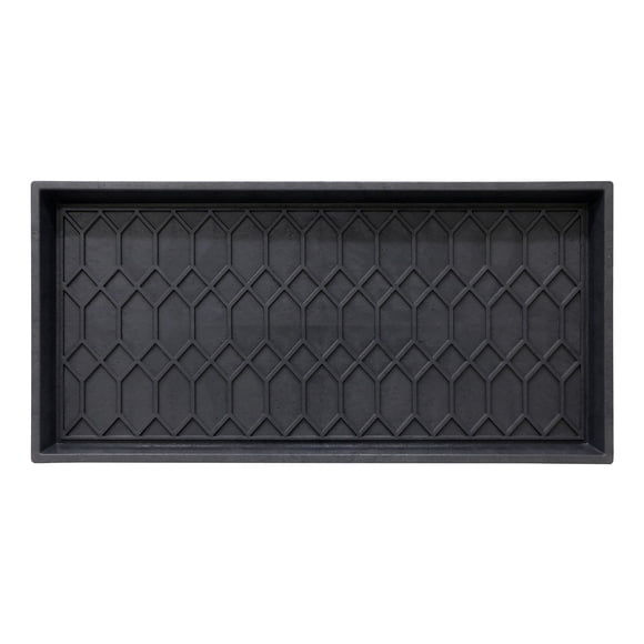 Mainstays Manor 17x35 Boot Tray, High-Walled, Waterproof Floor Protector, Geometric Black, for Entryway, Mudroom, Garage