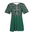 thumbnail image 5 of CEHVOM Femmes Mode Décontractée Imprimé Col Rond Ample Manches Courtes T-shirt Haut Blouse Chandail Liquidation, 5 of 5