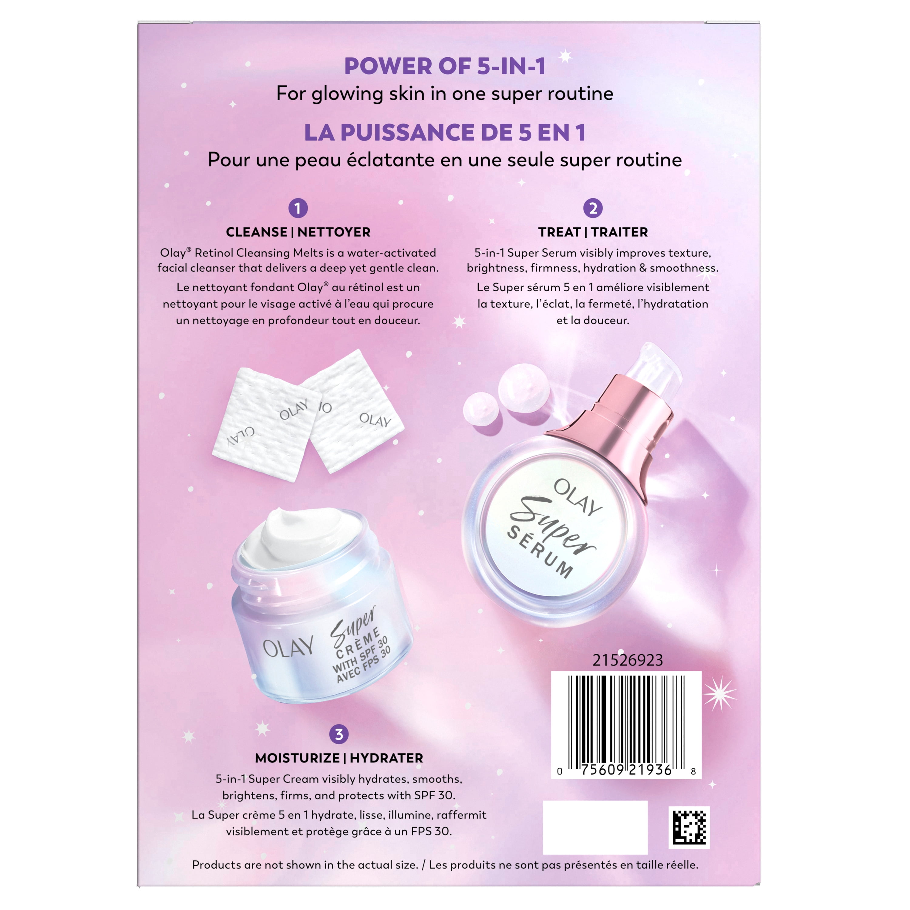 Olay Super Glow et Go sérum pour le visage et crème pour le visage coffret-cadeau pour elle, 3 pièces