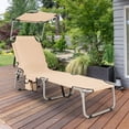 thumbnail image 4 of Gymax Chaise Longue Pliable Réglable pour Extérieur Plage Patio Piscine avec Pare-Soleil, 4 of 10