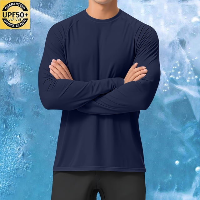ylioge Mens Sun Protection T Shirts Lightweight Long Sleeve UV T-Shirts Casual Solid Pullover Breathable Basic Raglan Fishing Tees Tops