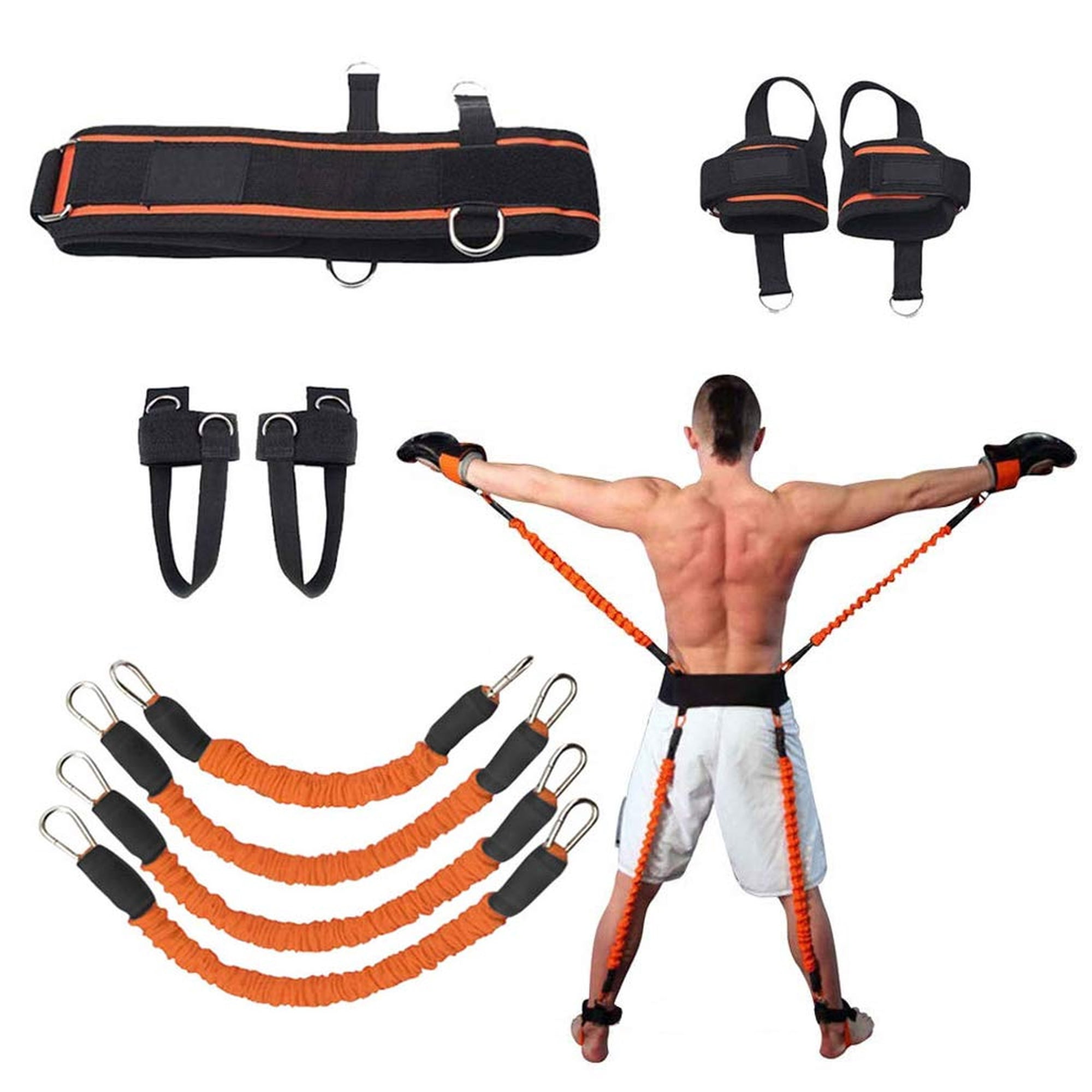 Toytexx Resistance Bands Training Set 40 lb Stackable Basketball Jump Trainer with Waist Belt, Hand Straps, Ankle Cuffs & Elastic Cords