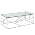 thumbnail image 1 of Contemporary Stainless Steel & Glass Coffee Table in Silver, 1 of 4