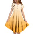 thumbnail image 1 of FhsagQ Robes Filles Été Dégradé Col Rond Manches Volantées Ligne à Étages Robe Décontractée Respirante Confortable Robe Ludique pour Enfants Tout-Petits Fête d'Anniversaire Tenue Quotidienne Jaune 8-9 Ans, 1 of 5
