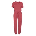 thumbnail image 4 of Yuyuzo Womens Workout Sets 2 Piece Short Sleeve Crew Neck T-Shirts Drawstring Jogger Pants with Pockets, 4 of 5