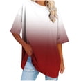 thumbnail image 1 of cfhntfmh Hauts Grande Taille pour Femmes Été Tunique Ample à Col Rond Blouse à Manches Courtes Basique Tendance T-Shirts Dégradés, 1 of 7