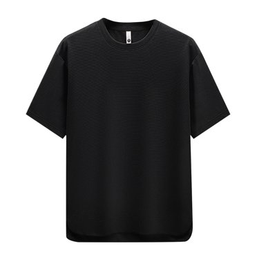 Hiiyo Men's Short Sleeve T-Shirt Solid Color Crewneck T Shirt Undershirt, Black