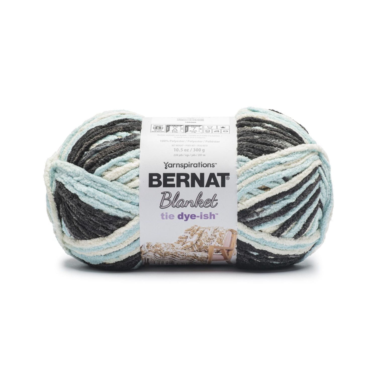 Bernat® Blanket Tie Dye-ish™ Yarn, Polyester #6 Super Bulky, 10.5oz/300g, 220 Yards