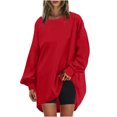thumbnail image 1 of Penkiiy Chandails Molletonnés Surdimensionnés pour Femmes, Chandails à Capuchon à Col Rond, Tenues d'Automne et d'Hiver, Chandails à Enfiler, Vêtements, Mode, L Rouge, 1 of 5