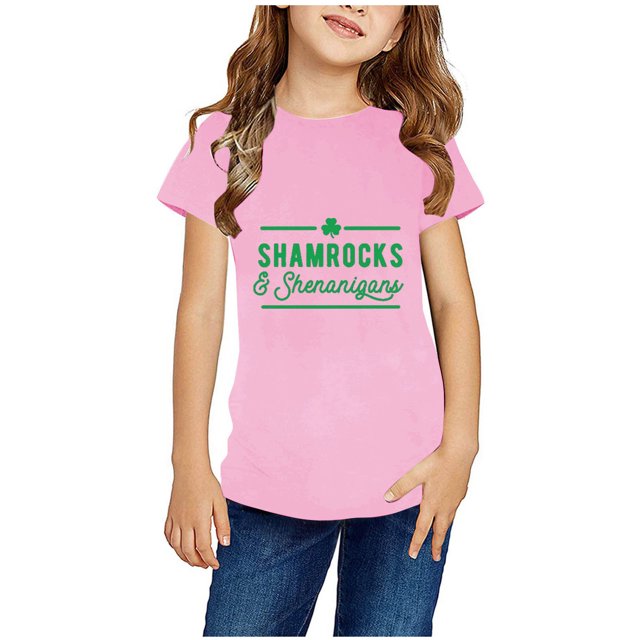 EGNMCR Blouses & Chemises à Manches Courtes Col Rond pour Tout-Petits Garçons Filles Mode Mignon Col Rond Imprimé Haut à Manches Courtes Blouse Fille