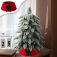 thumbnail image 2 of Christmas Tree Collar 23.6 in Velvet White with Red Bow for Holiday Tree Base Covering and Wire Concealment, 2 of 6