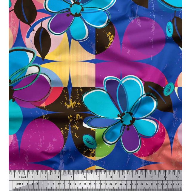 Soimoi Rayon Fabric Colorful Flowers Clip Art Fabric Prints By Yard 42 Inch Wide