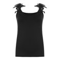 thumbnail image 4 of EGNMCR Camisoles pour Femmes Mode Femmes Col en V Patchwork Uni Dentelle Courts Camis Hauts Gilet, 4 of 8