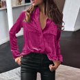 thumbnail image 2 of Plebaso Women's Velvet Long Sleeve Button down Shirts Fall Winter Tops Womens Dressy Blouses with Pockets, 2 of 5