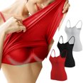 thumbnail image 2 of Timegard Camisoles pour Femmes 3 Pcs avec Soutien-Gorge Intégré Col Rond Bretelles Spaghetti Ajustées Douces Maillots de Corps Décontractés Hauts de Pyjama, 2 of 6