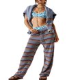 thumbnail image 3 of Ensemble Tricoté 2 Pcs pour Femmes avec Imprimé à Rayures, Chandail Ample et Pantalon, 3 of 5
