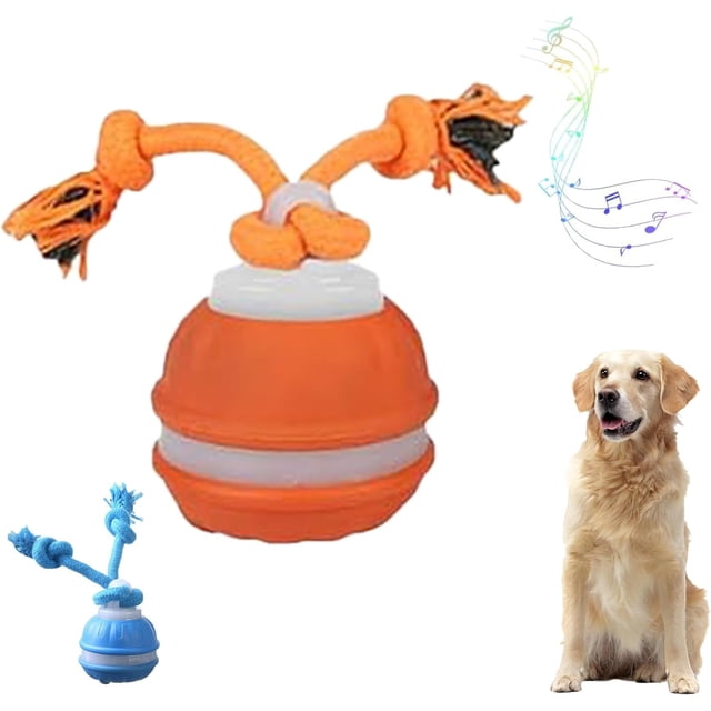 Yobensun Dog Toy-utomatic Dog Walker Interactive Waggle Ball Toy, with Speedy Rolling Action and Wagging Rope, Bite & Wear-Resistant, USB Rechargeable (Red)