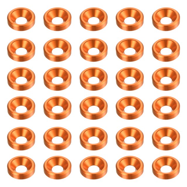 Unique Bargains Lot de 30 Rondelles à Encastrer M3 en Alliage d'Aluminium Anodisé pour Finition, Orange