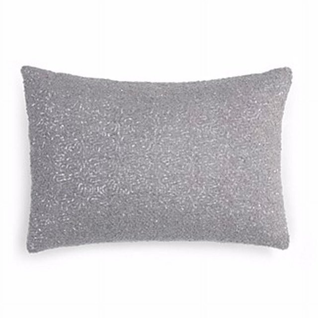 1872 Bedding Sequin Bouclé Decorative Pillow, Light Grey, 14″ X 20″