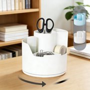 pstuiky Rotating Desk Organizer with Multi Compartment Storage for Pens Stationery Makeup Brushes Office Supplies Plastic Organizer with Rotating Base for Home Workspace or Light