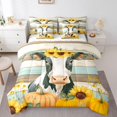 thumbnail image 1 of YST Ensemble de Douillette 7 Pcs Vache Laitière, Format Double, Animaux de Ferme, Tournesol Jaune Citrouille, Réversible, 1 of 5