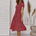 thumbnail image 4 of Pisexur Robe d'Été pour Femme à Manches Courtes, à Volants, Imprimé Floral, Aguichant, Col en V Profond, Taille Haute, Courte et Fluide, Robe Maxi, Décontractée, Vacances, Robes, Robe Soleil, 4 of 9