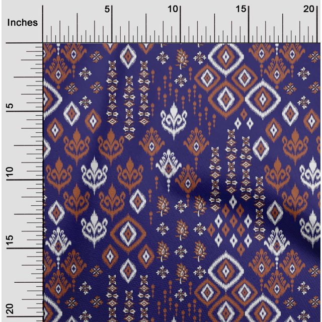 oneOone Cotton Cambric Fabric Block & Geometric Ikat Print Fabric BTY 56 Inch Wide