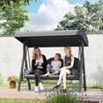 thumbnail image 2 of Outsunny Balançoire de Porche 3 Places, Chaise Balançoire d'Extérieur Robuste, Gris Foncé, 2 of 10