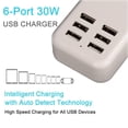thumbnail image 3 of Chargeur Mural Multi-USB 30W 6 Ports Adaptateur Secteur pour Appareils Alimentés par Usb, 3 of 6