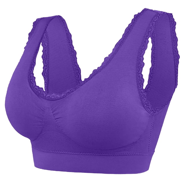 Sports Bra Women Seamless Bra Feature V-Neck Training Bra Style W-454 Purple XL