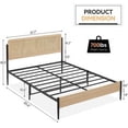 thumbnail image 2 of Queen Size Boho Bed Frame with Natural Rattan Headboard & Solid Wood Footboard - Under Bed Storage Space,Quiet Noise-Free Design,No Box Spring Needed,Oak, 2 of 7