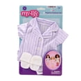 thumbnail image 1 of My Life As – Ensemble Pyjama pour Poupée de 18 pouces, 3 Pièces, Motif rayures violettes et blanches, 1 of 8