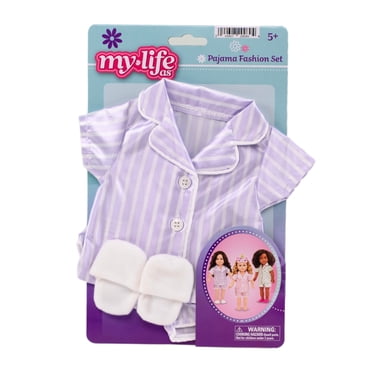 My Life As – Ensemble Pyjama pour Poupée de 18 pouces, 3 Pièces, Motif rayures violettes et blanches