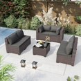 thumbnail image 4 of Kullavik Outdoor Furniture Set 7PCS Patio Furniture for Backyard Wicker Sectional Sofa Set 6 Seats, PE Rattan Outdoor Conversation Set with Thickened Cushions and Glass Coffee Table, Grey, 4 of 6